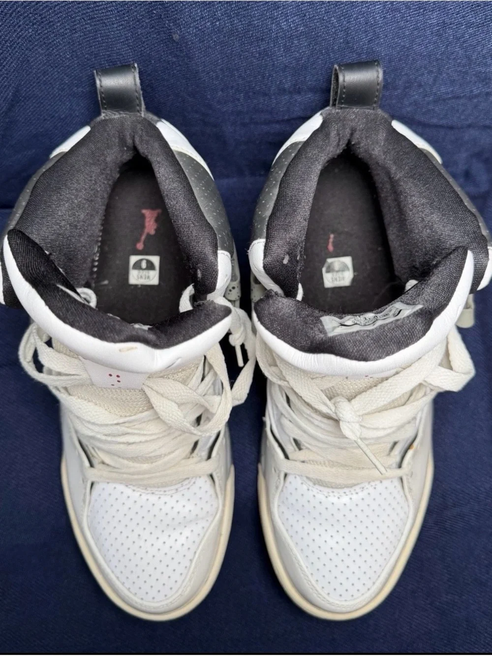 Jordan White and Black High-Top Basketball Sneakers with Gray Accents